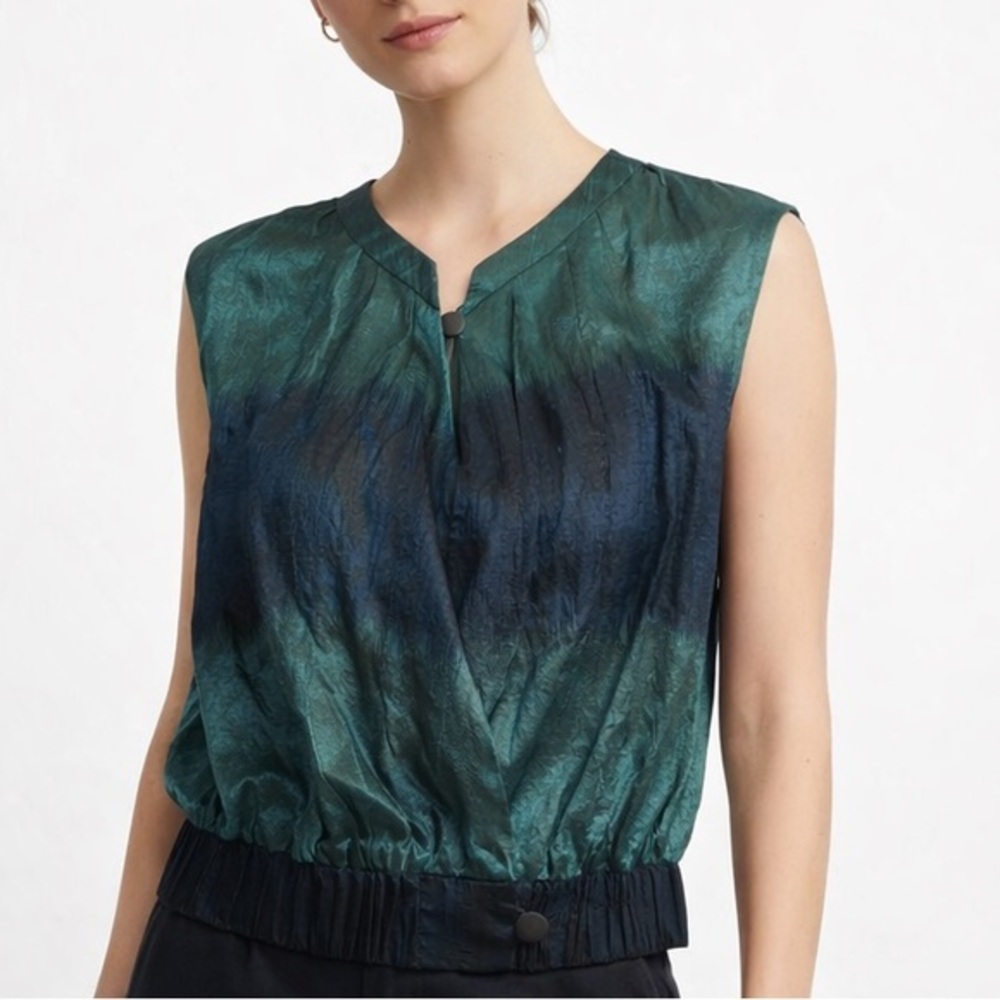 J.Crew Collection‎ Silk Sleeveless Wrap Top Women’s Size 4 Blue Green